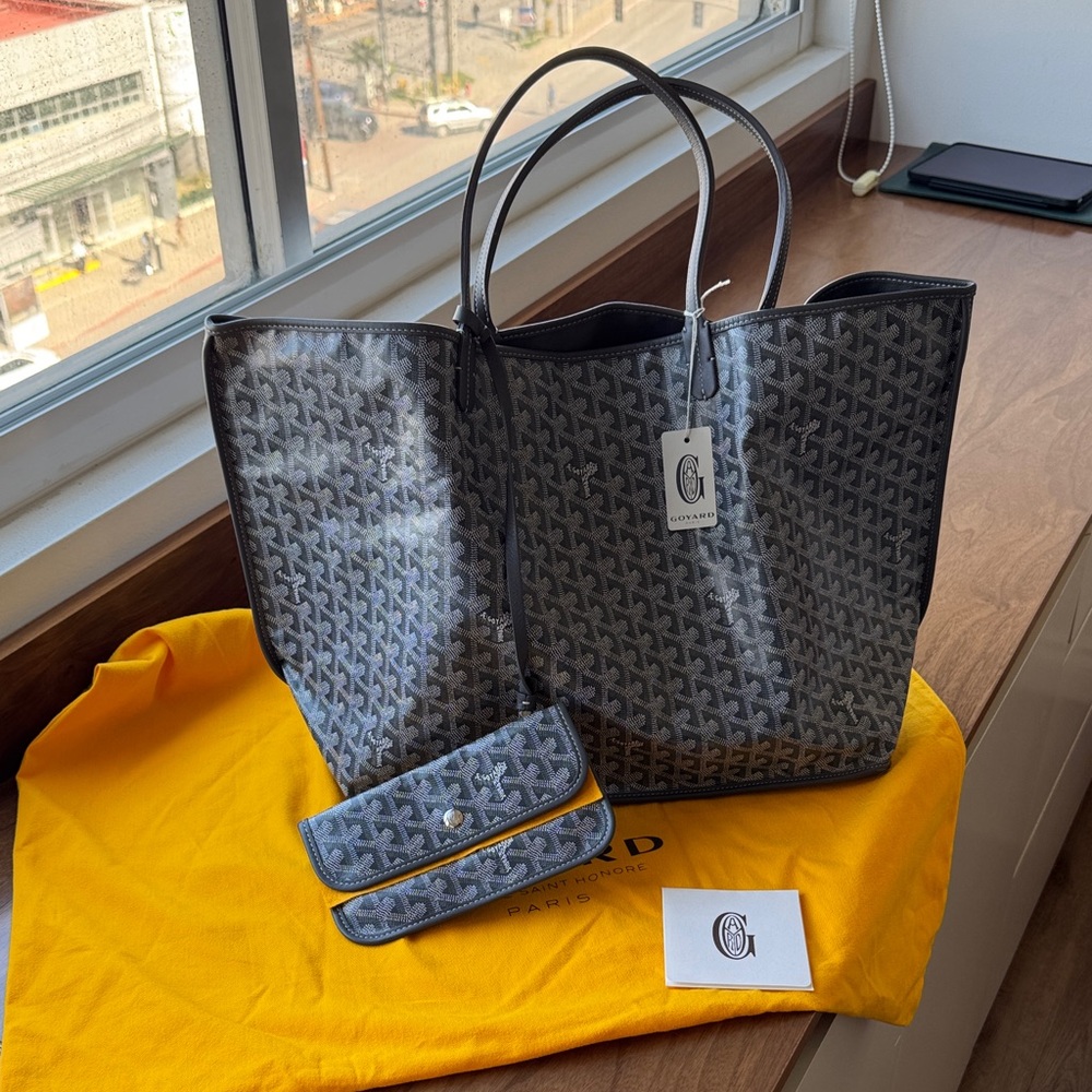 Goyard Gray Monogram Tote with Pouch